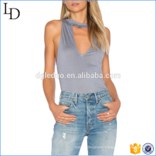 High Quality fashion Summer Slim Fit V Neck Women sleeveless T Shirt